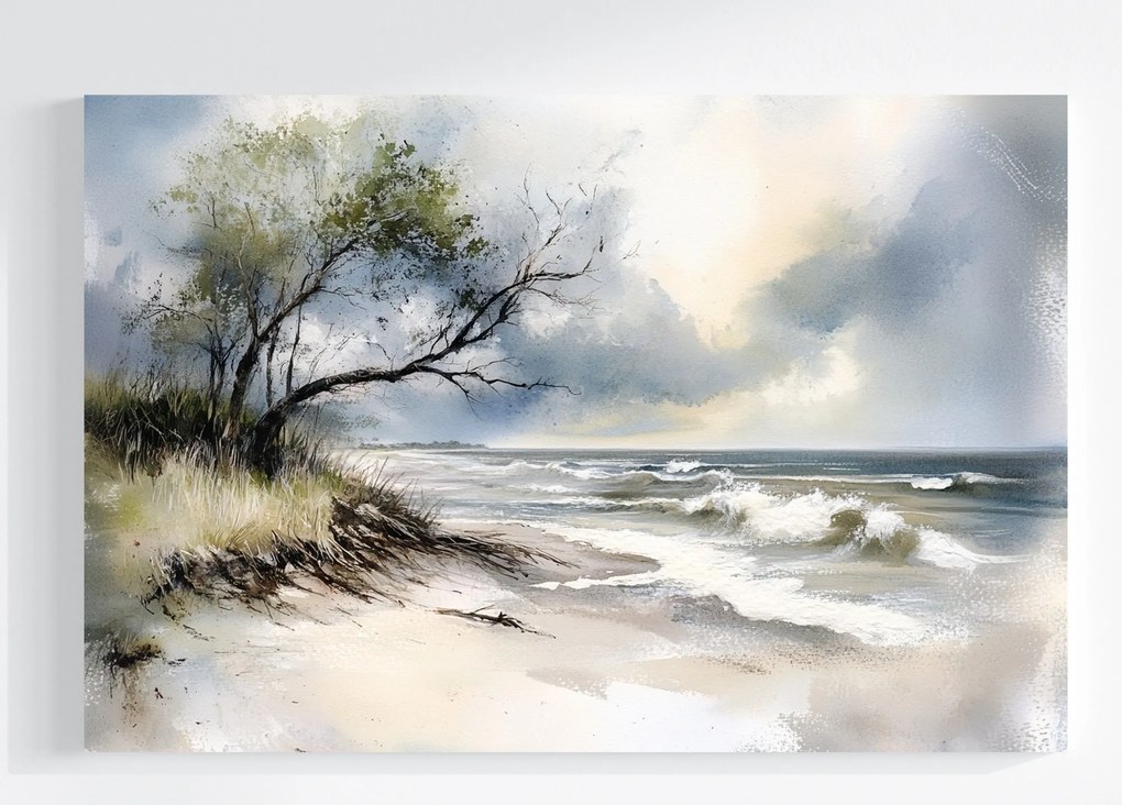 Vászonkép Canvas Tájkép Tenger Hullámok Balti-tenger Tengerpart Dűnék Fa 120x80