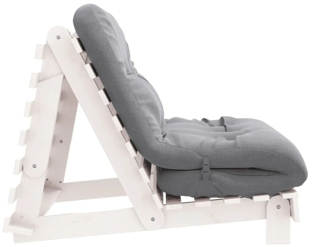 fehér tömör fenyőfa futon kanapéágy matraccal 100 x 206 x 11 cm