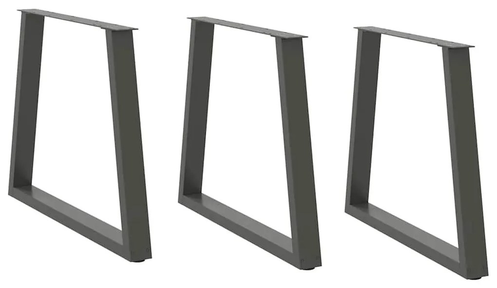 vidaXL 3 db antracitszürke, V-alakú acél étkezőasztalláb 70 x (72-73,3) cm
