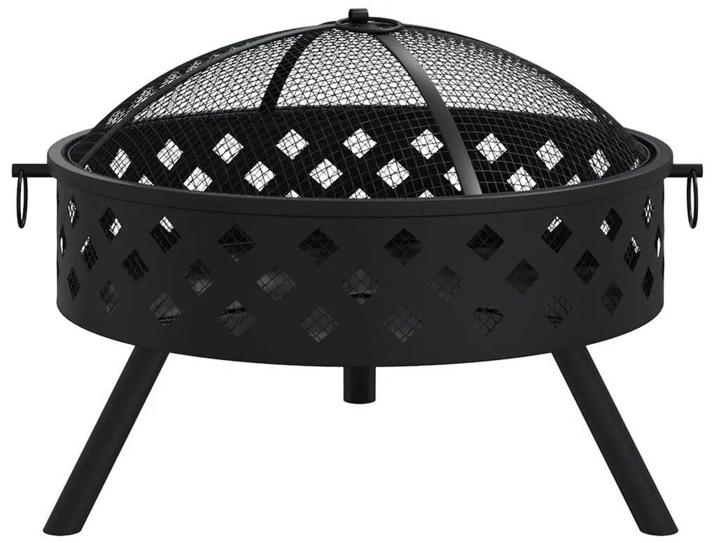 acél XXL méretű tűztál piszkavassal 58 cm