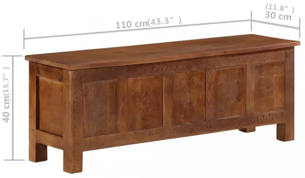 tömör mangófa tárolóláda 110 x 30 x 40 cm