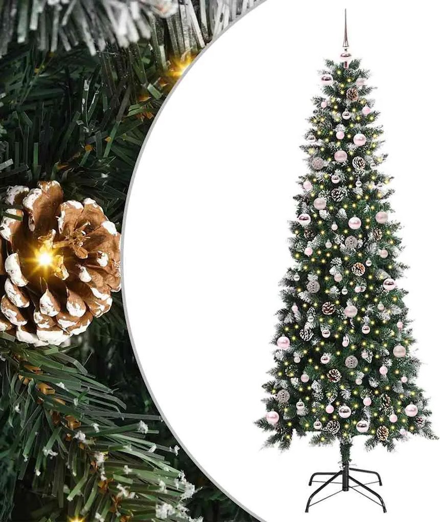vidaXL Mű karácsonyfa 300 LED-del Zöld 240 cm PVC és Műanyag és Acél