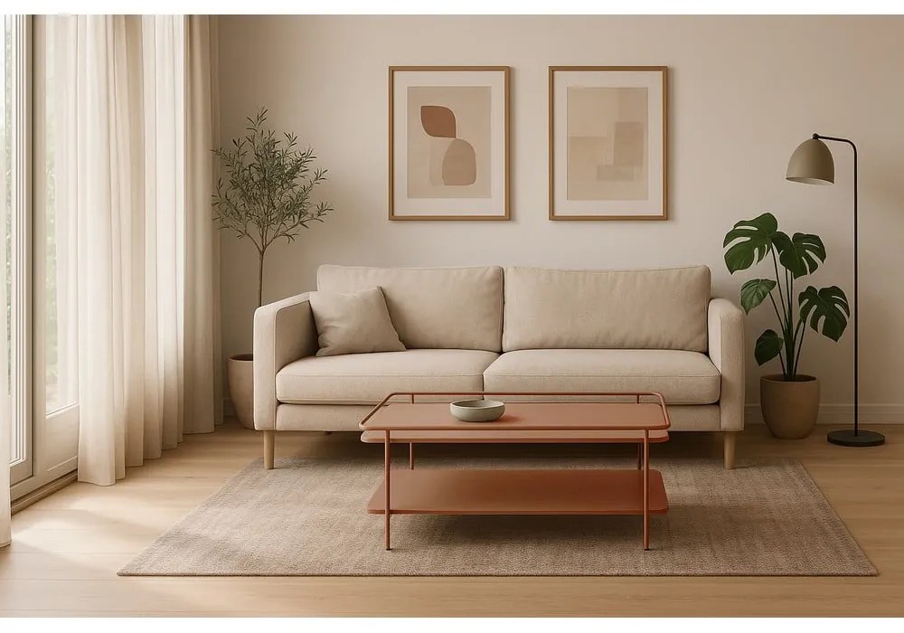 Terrakotta színű fém dohányzóasztal 55x110 cm Yuba – Unique Furniture