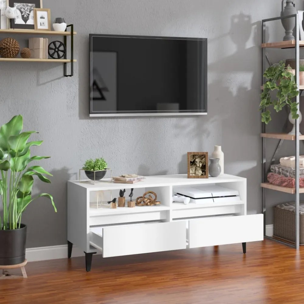 fehér szerelt fa TV-szekrény 100x34,5x44,5 cm