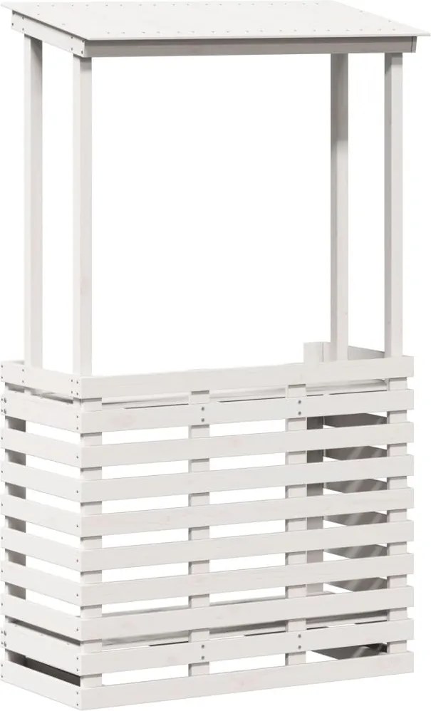 vidaXL fehér kültéri tömör fa bárasztal tetővel 112,5 x 57 x 195,5 cm