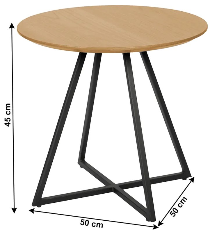 Delik kisasztal, tölgy, átmérő 50 cm