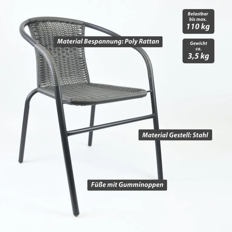 Kerti bisztró szék szett egymásra rakható 4 db szürke