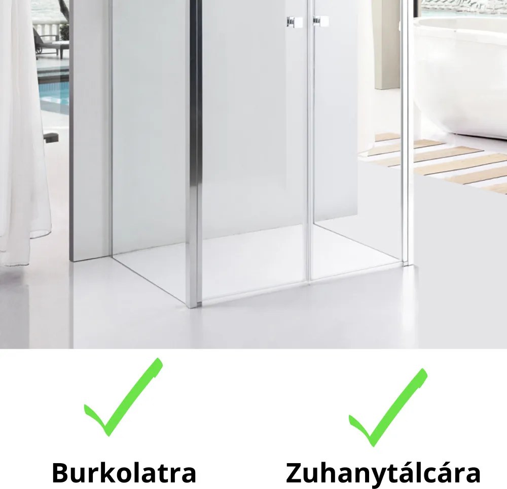 Stuxi Roma 70x120 falsíkra szerelhető 3 oldalú kétszárnyú nyílóajtós zuhanykabin 6 mm vízlepergető biztonsági üveggel, króm elemekkel, 195 cm magas