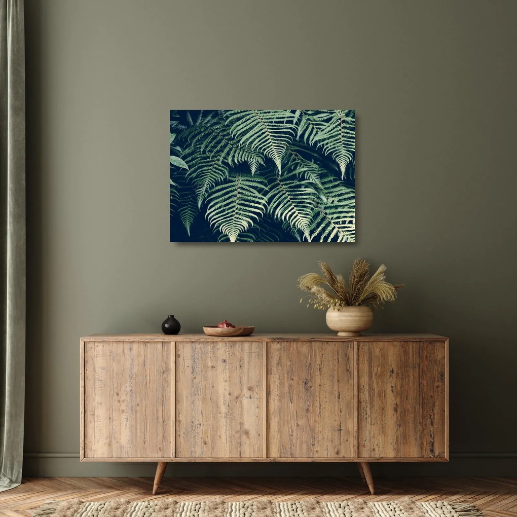 A páfrány levelek képe (üvegen) (70x50 cm)