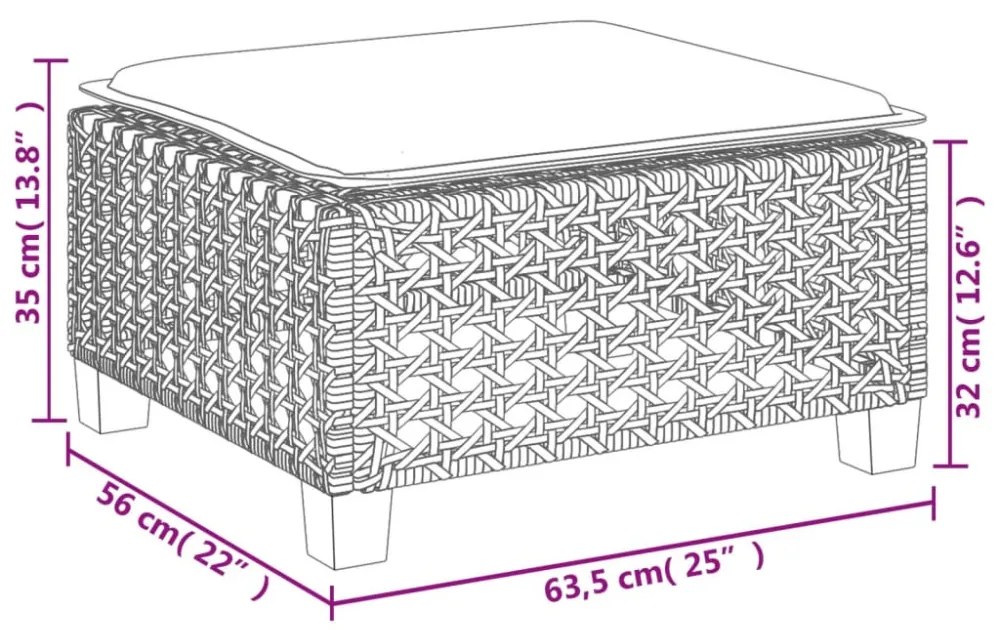 fekete polyrattan kerti szék párnával 63,5 x 56 x 32 cm