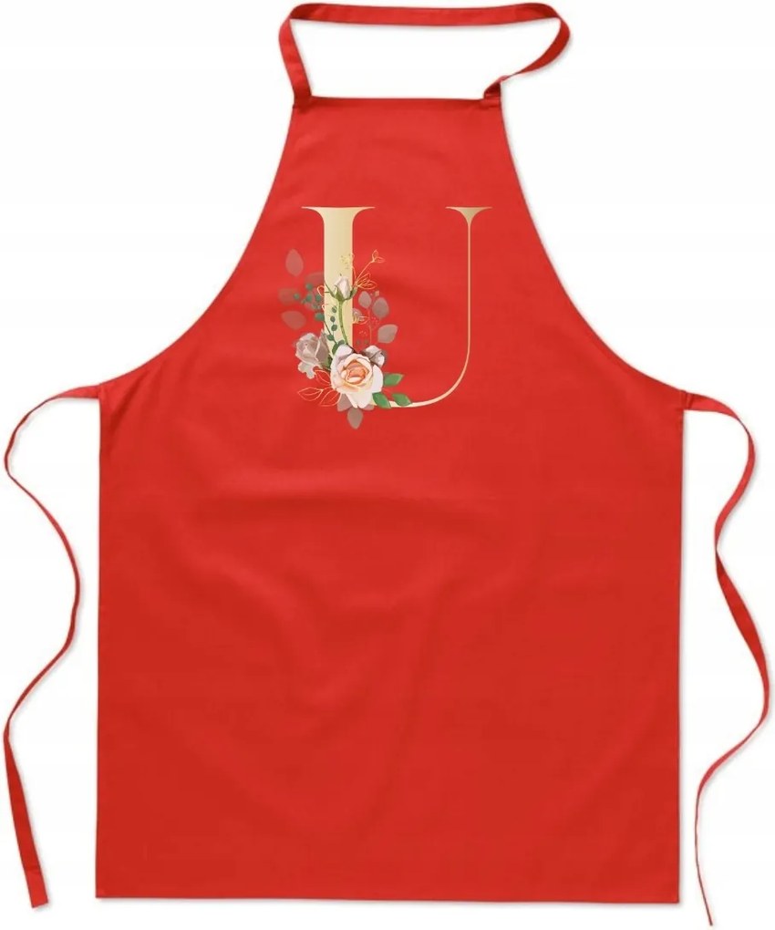 Konyhai Kötény Nyomtatott piros U Betűvel Kaptár monogram FA_325_cw