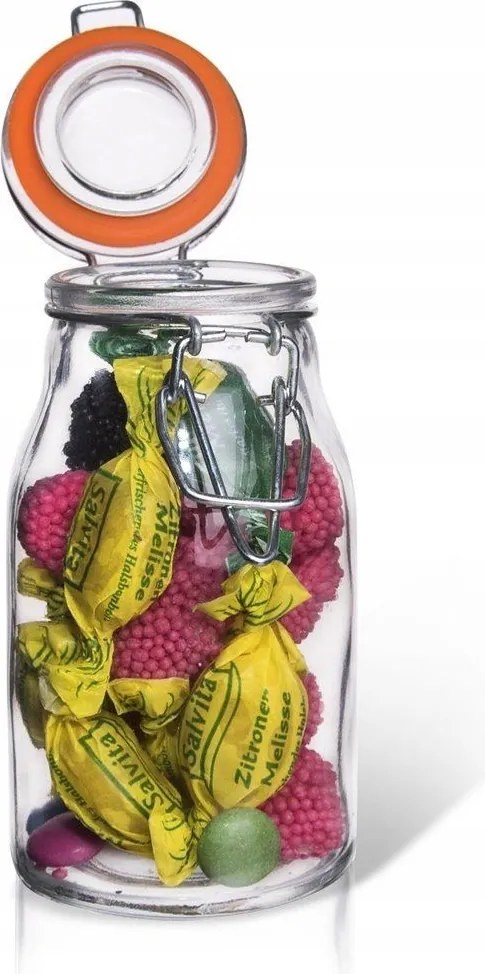 Befőttes üveg konyhai tároló doboz szabadalmaztatott ételcsipesszel 200 ml