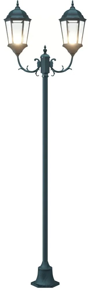 Kerti lámpa oszlop 2-lámpás E27 Zöld 220 cm Alumínium