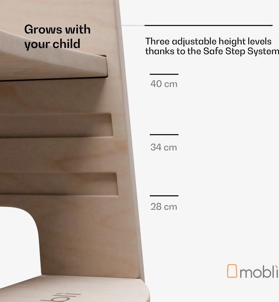 Mobli Ully Montessori, tanulótorony, MDF, 40,5 x 86 x 38 cm, állítható magasságú