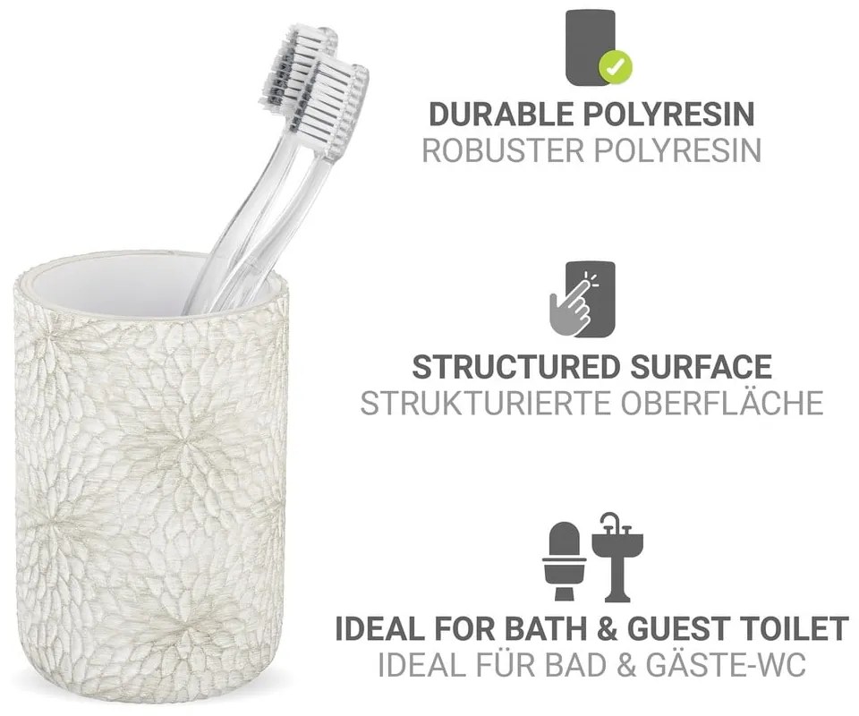 Fehér-aranyszínű poligyanta fogkefetartó pohár Montalfano – Wenko