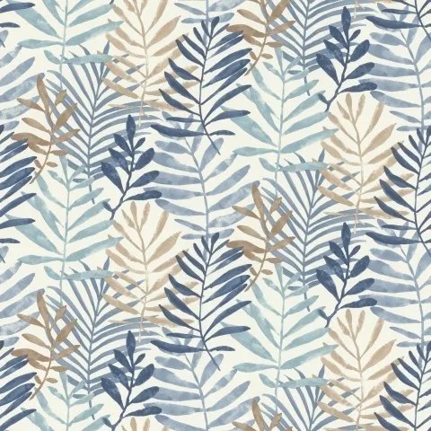 Vinyl tapéta flizelin mosható fal bézs kék levelek