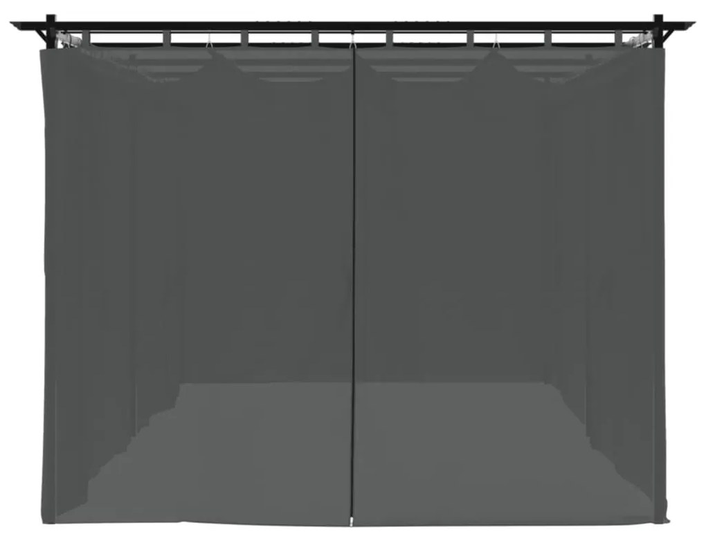 antracitszürke acél pavilon függönyökkel 6 x 3 m
