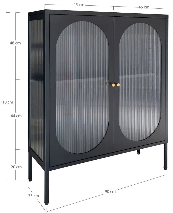 Fekete fém tálalószekrény 90x110 cm Adelaide – House Nordic