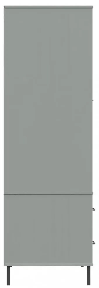 OSLO szürke tömör fa gardróbszekrény fém lábakkal 90x55x172,5cm