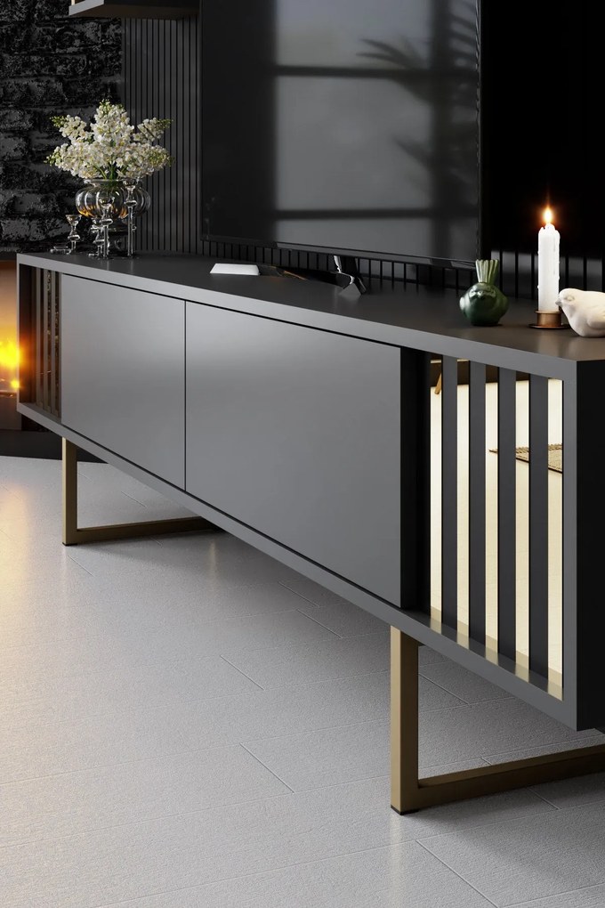 TV szekrény Gold Line - Anthracite, Black