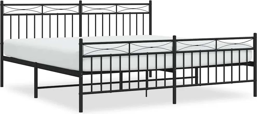 vidaXL fekete fém ágykeret fej- és lábtámlával 183 x 213 cm