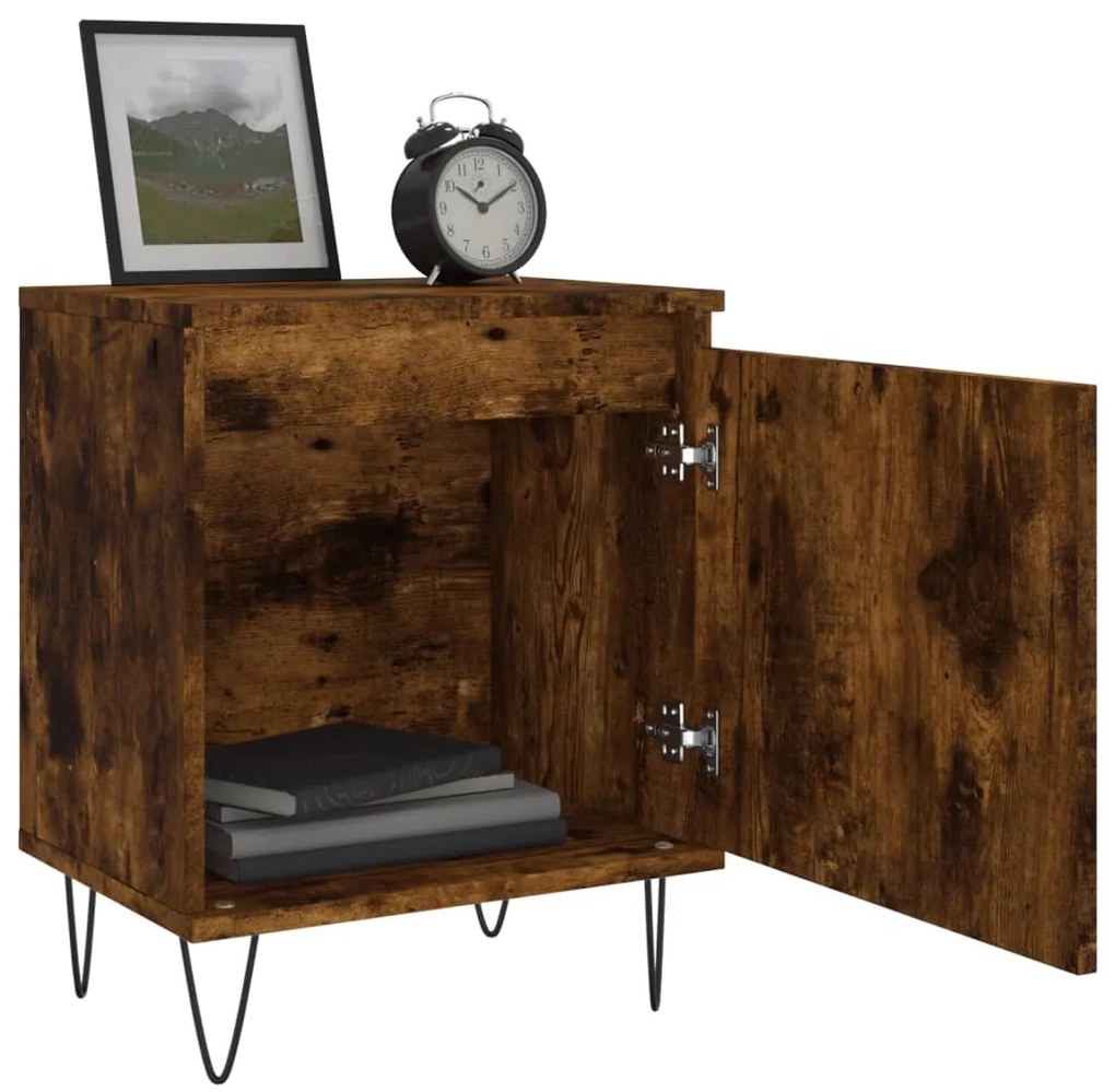 Füstös tölgy színű szerelt fa éjjeliszekrény 40 x 30 x 50 cm