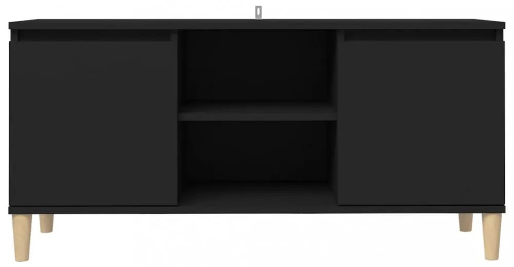 fekete TV-szekrény tömör falábakkal 103,5 x 35 x 50 cm