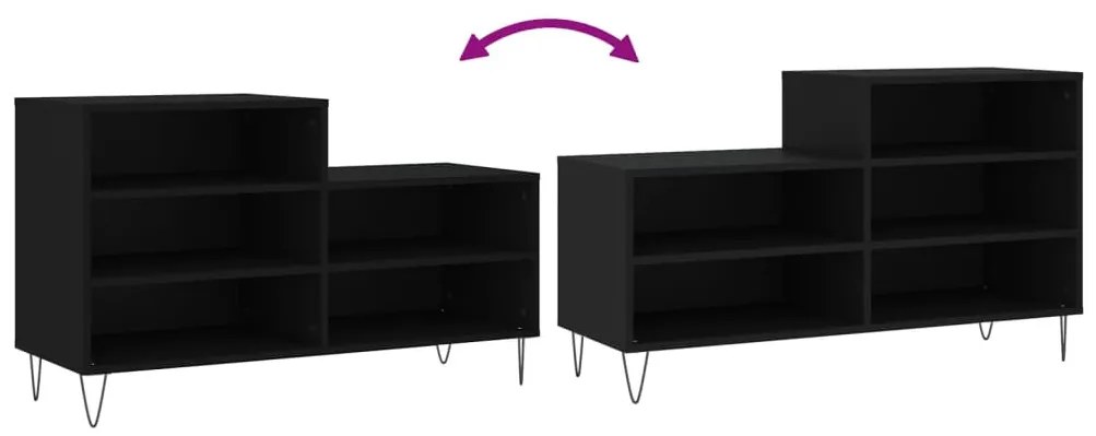 vidaXL fekete szerelt fa cipősszekrény 102x36x60 cm