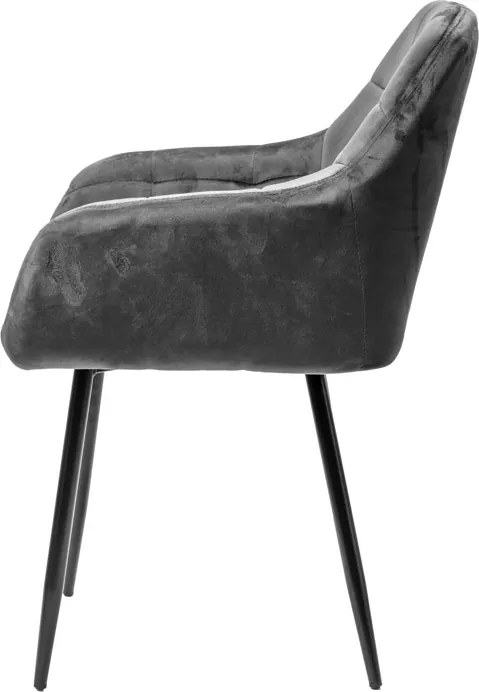 Szürke MARLEN VELVET étkezőfotel fekete lábakkal