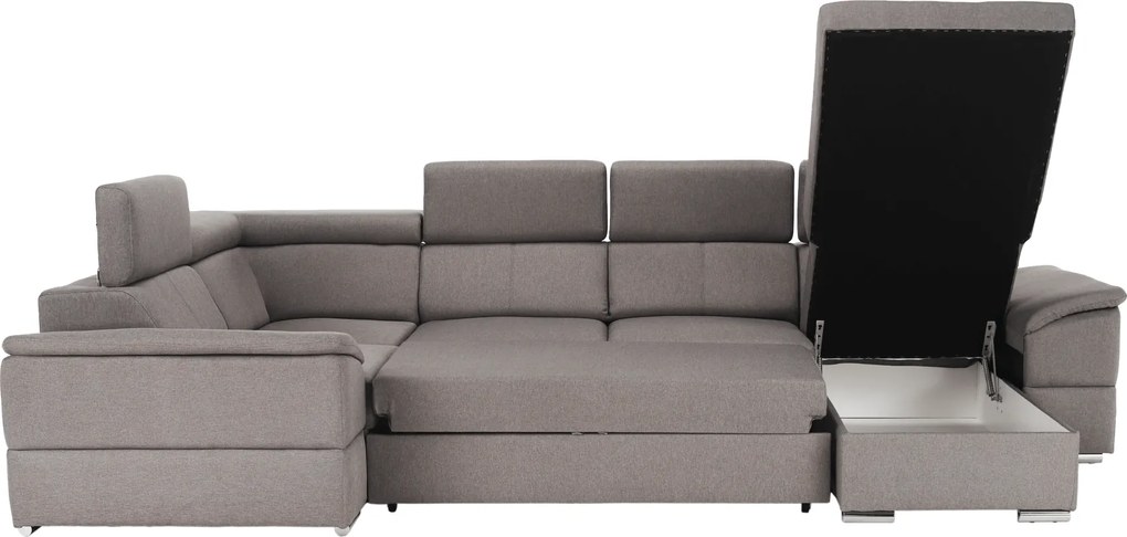 Ülőgarnitúra, szürkésbarna Taupe, jobbos kivitelezés, SEGORIA ROH U