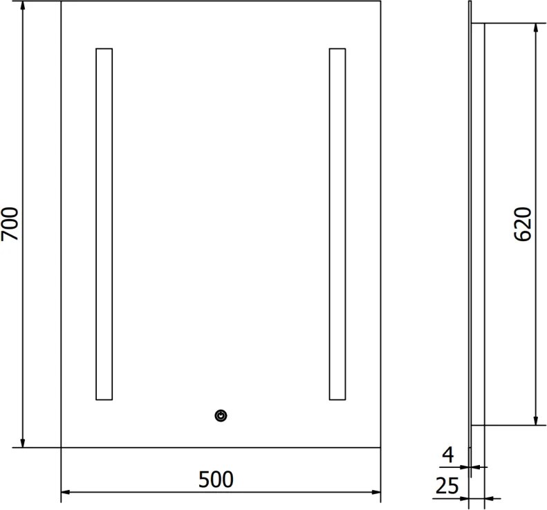 Mexen Remi, LED fürdoszobai tükör háttérvilágítással 50 x 70 cm, 6000K, páramentes, 9804-050-070-611-00
