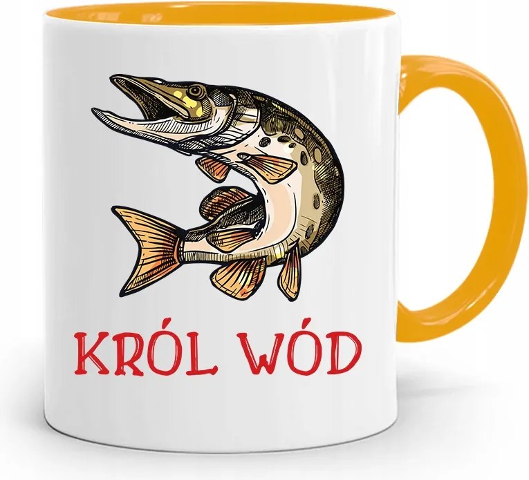 Sárga Horgász Bögre Vízkirály Ajándék fényképes nyomtatással