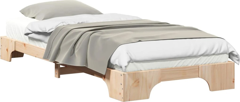 vidaXL Ágykeret Barna 90 x 210 cm Tömör fenyőfa