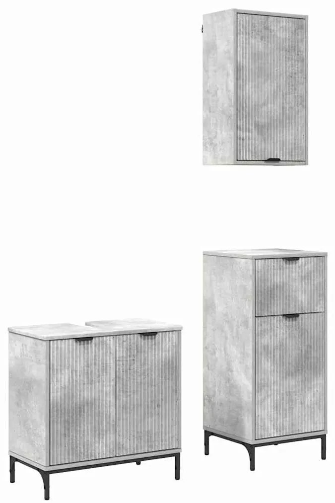 Fürdőszoba bútor szett 3 pcs Beton szürke 39.5 x 36 x 88 cm