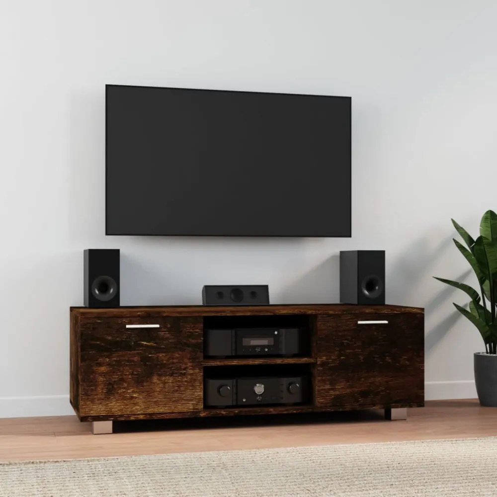füstös tölgy színű szerelt fa TV-szekrény 120 x 40,5 x 35 cm