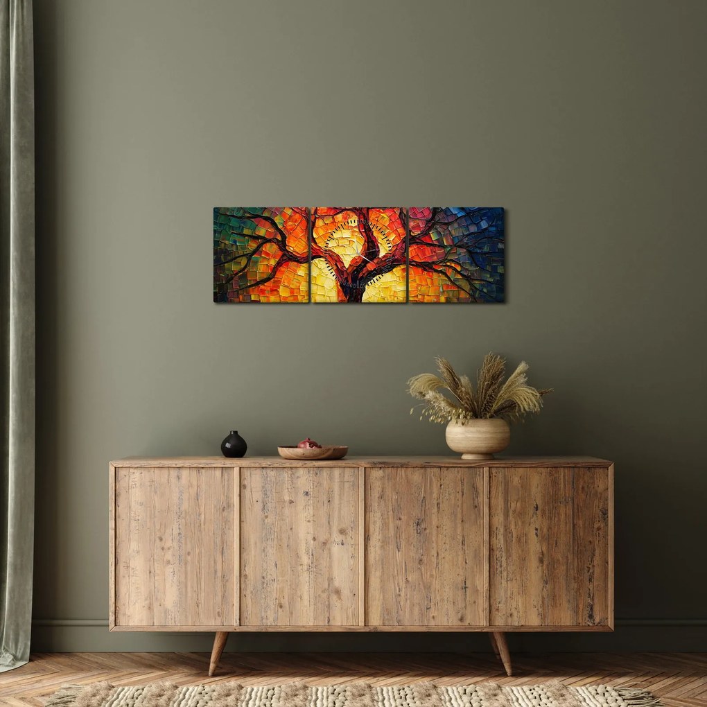 Kép - Az élet fája mozaikban (órával) (90x30 cm)