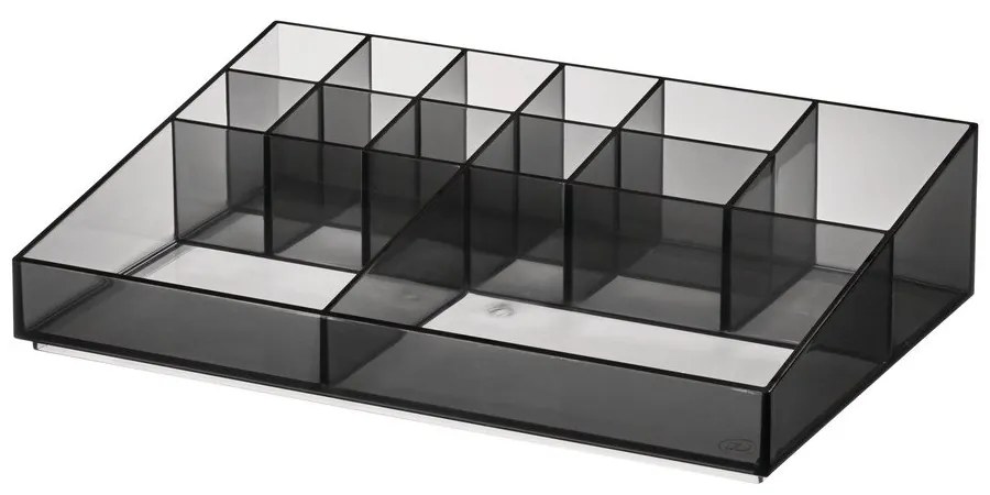 Matt fekete újrahasznosított műanyag fürdőszobai rendszerező kozmetikumokhoz Cosmetic Station – iDesign