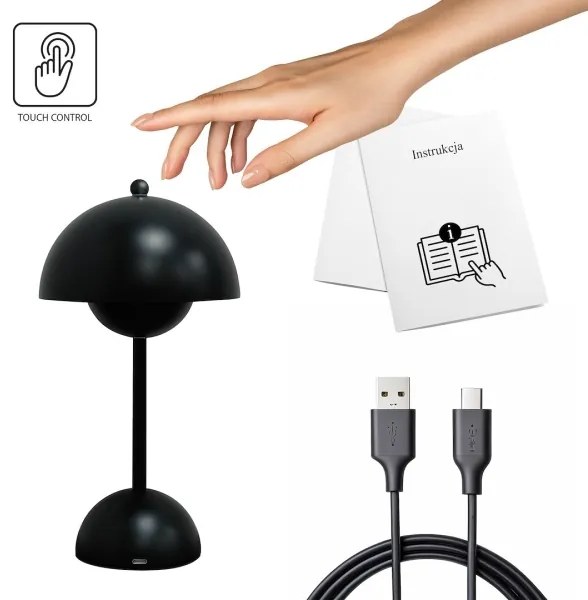 LED újratölthető érintésvezérelt asztali lámpa COSTA LED/3W/5V 2400 mAh 3000–6000 K fekete