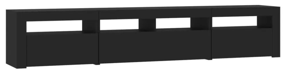 fekete TV-szekrény LED-világítással 210x35x40 cm
