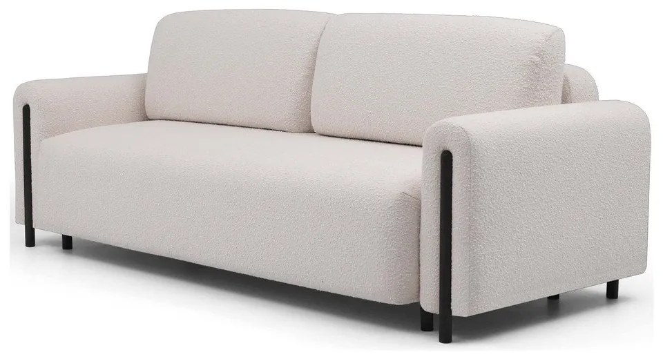 Bézs-krémszínű buklé kinyitható-tárolóhelyes kanapé 244 cm Arcadova – ELTAP