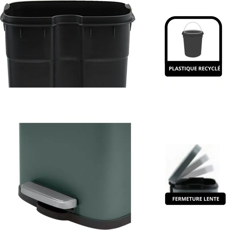 Sötétzöld acél pedálos szemetes 5 l Akira – Spirella