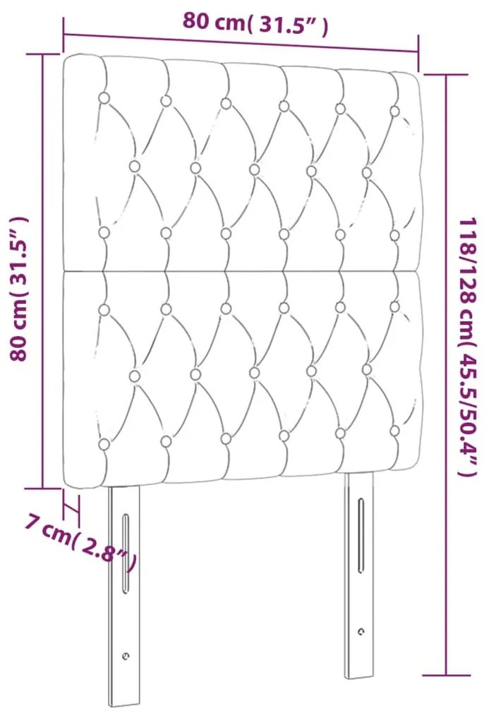 tópszínű szövet LED-es fejtámla 80x7x118/128 cm