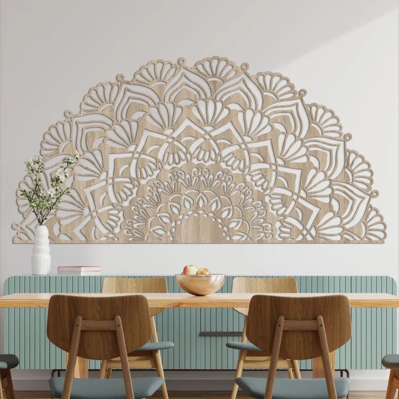 Modern, félig fából készült mandala falra | MENSIS