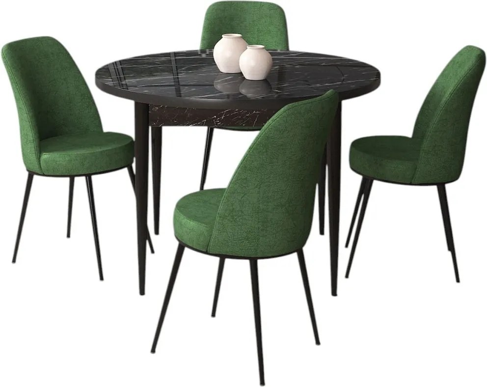 Tor étkezőgarnitúra, fekete márvány-khaki, 90 cm