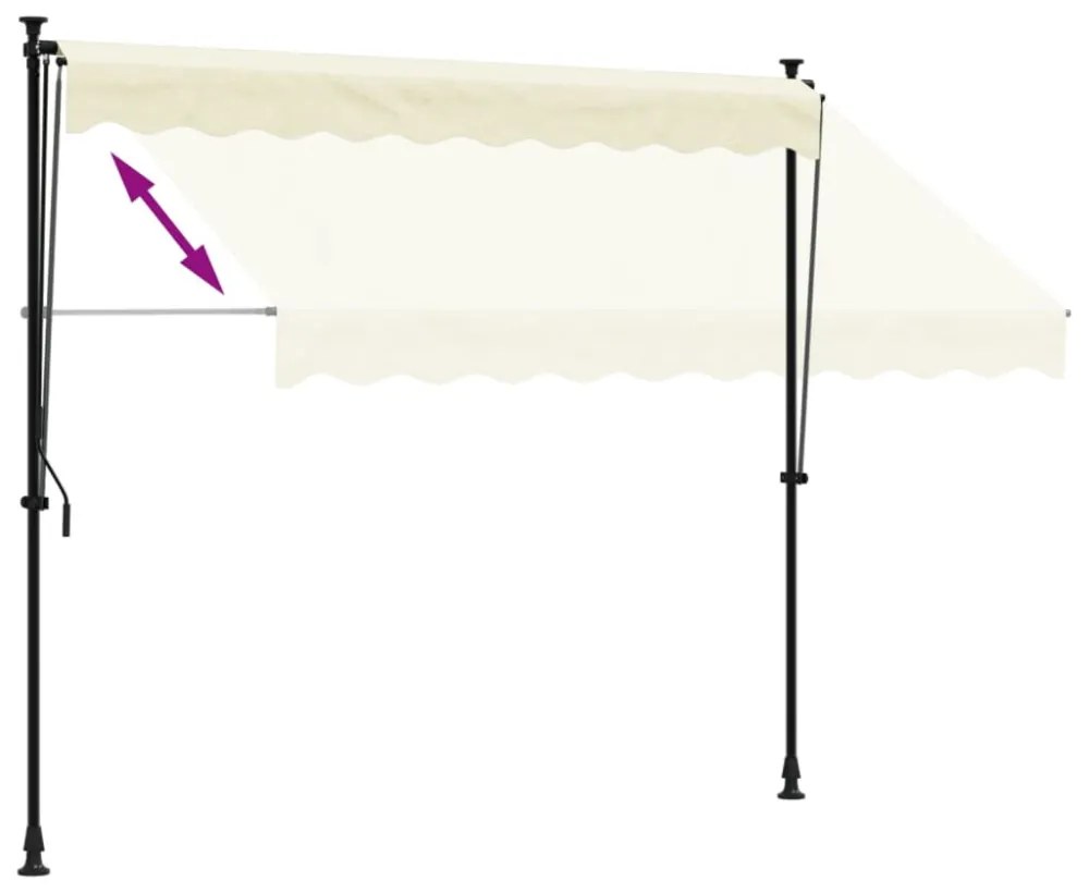 krémszínű szövet és acél feltekerhető napellenző 250 x 150 cm