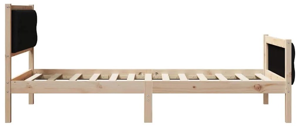 Ágykeret fejtámlával Fekete 100 x 200 cm Tömör fenyőfa