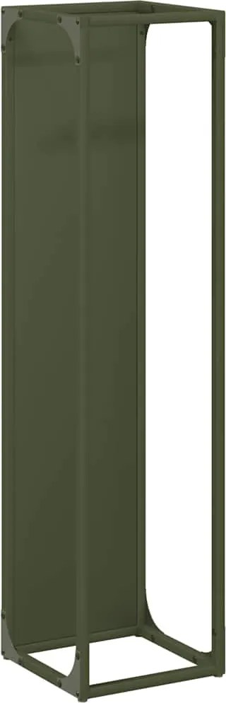 vidaXL olívazöld hidegen hengerelt acél tűzifatároló 25x25x100 cm