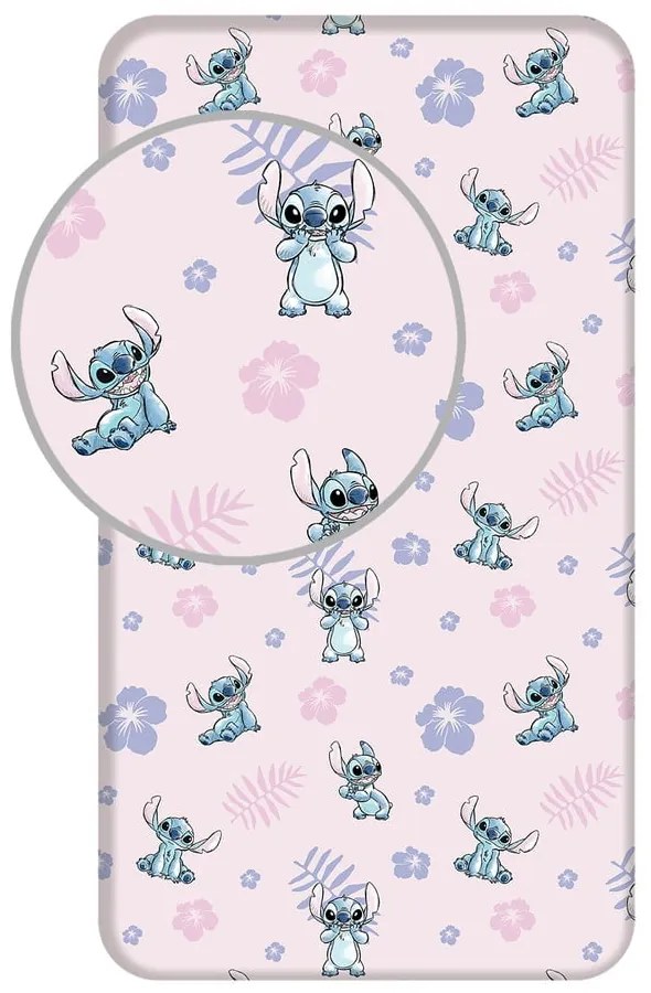 Gumis egyszemélyes pamut gyerek lepedő 90x200 cm Lilo and Stitch – Jerry Fabrics