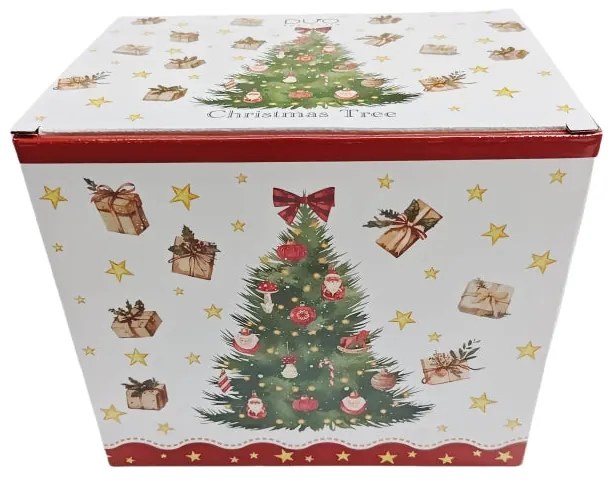 Karácsonyi fenyőfás porcelán nagy bögre 1 literes díszdobozban Christmas Tree 3