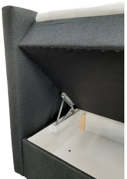 Kárpitozott ágy matracokkal és topperrel, tárolóval EMBER 160x200 cm antracit